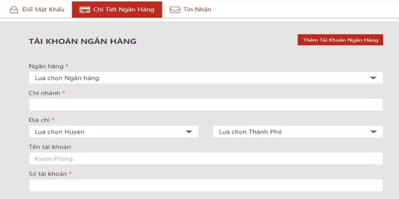 Các thông tin mà người chơi cần cung cấp